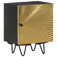 vidaXL Nočný stolík s mosadznou prednou stranou 40x30x50 cm masívne mangovníkové drevo - cena, porovnanie