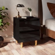 vidaXL Nočný stolík s nohami z masívneho borovicového dreva vysokolesklý čierny 40x35x50 cm - cena, porovnanie