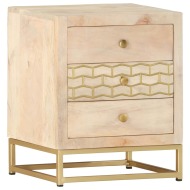vidaXL  Nočný stolík zlatý 40x30x50 cm masívne mangovníkové drevo - cena, porovnanie