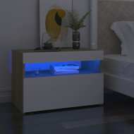 vidaXL Nočný stolík a LED svetlá 2 ks biely a dub sonoma 60x35x40 cm - cena, porovnanie