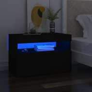 vidaXL Nočný stolík a LED svetlá 2 ks čierne 60x35x40 cm drevotrieska - cena, porovnanie
