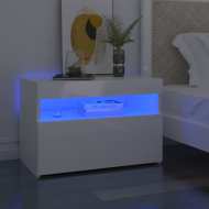 vidaXL Nočný stolík a LED svetlá 2 ks lesklý biely 60x35x40 cm