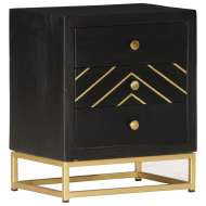vidaXL  Nočný stolík čierno-zlatý 40x30x50 cm mangovníkový masív - cena, porovnanie