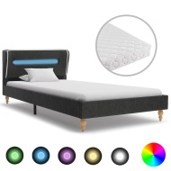 vidaXL Posteľ s LED a matracom tmavosivá 90x200 cm jutová - cena, porovnanie