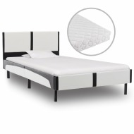 vidaXL Posteľ s matracom, bielo čierna, umelá koža 90x200 cm - cena, porovnanie