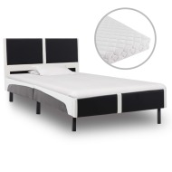 vidaXL Posteľ s matracom, čierno biela, umelá koža 90x200 cm - cena, porovnanie