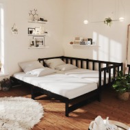 vidaXL Rozkladacia denná posteľ čierna borovicový masív 2x(90x200) cm - cena, porovnanie