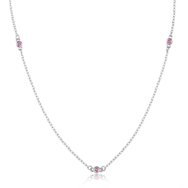 Šperky4u Stříbrný náhrdelník s růžovými zirkony