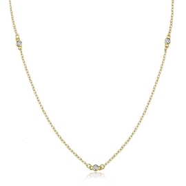 Šperky4u Zlacený stříbrný náhrdelník s čirými zirkony