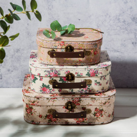 Sass & Belle Kartónový kufrík s motívom staroružových ruží - stredný