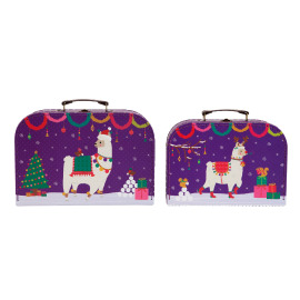 Sass & Belle Detský kartónový kufrík Vianočná Lama - malý