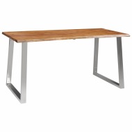 vidaXL Jedálenský stôl 160x80x75 cm masívne akáciové drevo a nehrdzavejúca oceľ - cena, porovnanie