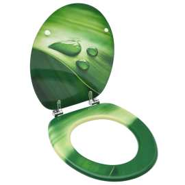 vidaXL WC sedadlo s poklopom MDF dizajn zelený dizajn s kvapkou