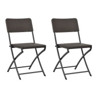 vidaXL Skladacie záhradné stoličky 2 ks, HDPE a oceľ, hnedé - cena, porovnanie