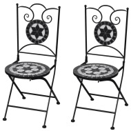 vidaXL Skladacie záhradné stoličky 2 ks, keramika, čierne a biele - cena, porovnanie
