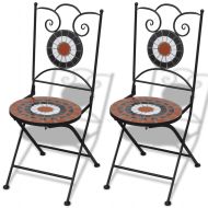 vidaXL Skladacie záhradné stoličky 2 ks, keramika, tehlové a biele - cena, porovnanie