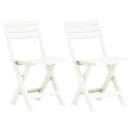 vidaXL Skladacie záhradné stoličky 2 ks, plast, biele - cena, porovnanie