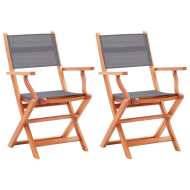 vidaXL Skladacie záhradné stoličky 2 ks sivé eukalyptový masív a textilén - cena, porovnanie
