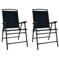 vidaXL Skladacie záhradné stoličky 2 ks, textilén, čierne - cena, porovnanie