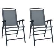 vidaXL Skladacie záhradné stoličky 2 ks, textilén, sivé - cena, porovnanie