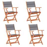 vidaXL Skladacie záhradné stoličky 4 ks sivé eukalyptový masív a textilén - cena, porovnanie