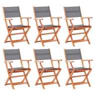 vidaXL Skladacie záhradné stoličky 6 ks sivé eukalyptus a textilén - cena, porovnanie