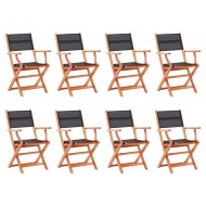 vidaXL Skladacie záhradné stoličky 8 ks čierne eukalyptus a textilén - cena, porovnanie