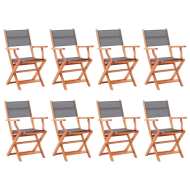 vidaXL Skladacie záhradné stoličky 8 ks sivé eukalyptus a textilén - cena, porovnanie