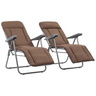 vidaXL Skladacie záhradné stoličky s podložkami 2 ks, hnedé - cena, porovnanie