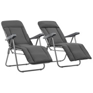 vidaXL Skladacie záhradné stoličky s podložkami 2 ks, sivé - cena, porovnanie