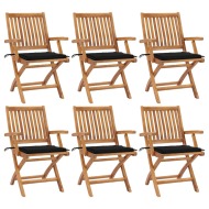 vidaXL Skladacie záhradné stoličky s podložkami 6 ks tíkový masív - cena, porovnanie