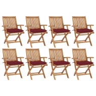 vidaXL Skladacie záhradné stoličky s podložkami 8 ks tíkový masív - cena, porovnanie