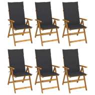 vidaXL Skladacie záhradné stoličky s vankúšmi 6 ks akáciový masív - cena, porovnanie