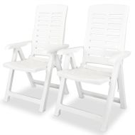 vidaXL Sklápacie záhradné stoličky 2 ks, plast, biele - cena, porovnanie