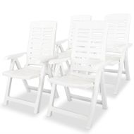 vidaXL Sklápacie záhradné stoličky 4 ks, plast, biele - cena, porovnanie