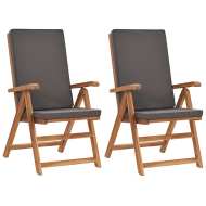 vidaXL Sklápacie záhradné stoličky+podložky 2 ks tíkový masív, sivé - cena, porovnanie