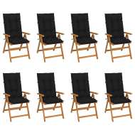 vidaXL Sklápacie záhradné stoličky s podložkami 8 ks tíkový masív - cena, porovnanie