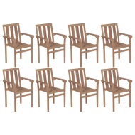 vidaXL Stohovateľné záhradné stoličky 8 ks tíkový masív - cena, porovnanie
