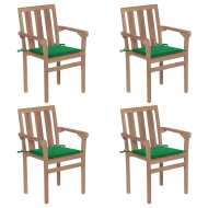 vidaXL Stohovateľné záhradné stoličky s podložkami 4 ks tíkový masív - cena, porovnanie