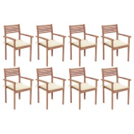 vidaXL Stohovateľné záhradné stoličky s podložkami 8 ks tíkový masív - cena, porovnanie