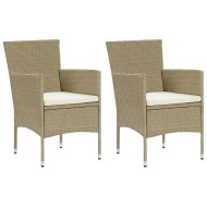 vidaXL Záhradné jedálenské stoličky 2 ks polyratanové béžové - cena, porovnanie