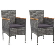 vidaXL Záhradné jedálenské stoličky 2 ks sivé polyratanové - cena, porovnanie