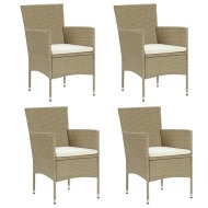 vidaXL Záhradné jedálenské stoličky 4 ks polyratanové béžové - cena, porovnanie