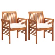 vidaXL Záhradné jedálenské stoličky s poduškami 2 ks akáciový masív - cena, porovnanie