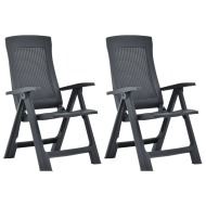 vidaXL Záhradné sklápacie stoličky 2 ks plast antracitové - cena, porovnanie