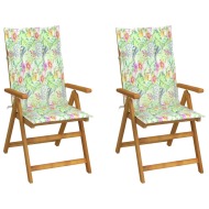 vidaXL Záhradné sklápacie stoličky 2 ks s podložkami akáciový masív - cena, porovnanie