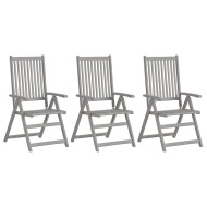 vidaXL Záhradné sklápacie stoličky 3 ks sivé masívne akáciové drevo - cena, porovnanie