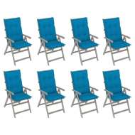 vidaXL Záhradné sklápacie stoličky s podložkami 8 ks sivé akáciové drevo - cena, porovnanie