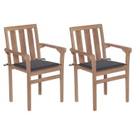 vidaXL Záhradné stoličky 2 ks antracitové podložky teakový masív - cena, porovnanie