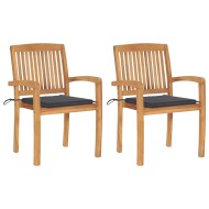 vidaXL Záhradné stoličky 2 ks antracitové podložky tíkový masív - cena, porovnanie